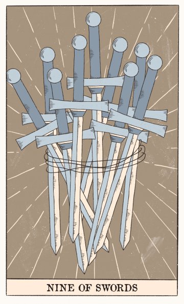 Деветка Мечове (Nine of Swords) - Таро карта значение